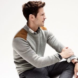 mens shoulder patch sweater